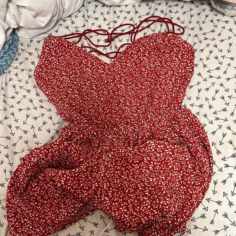 red floral romper